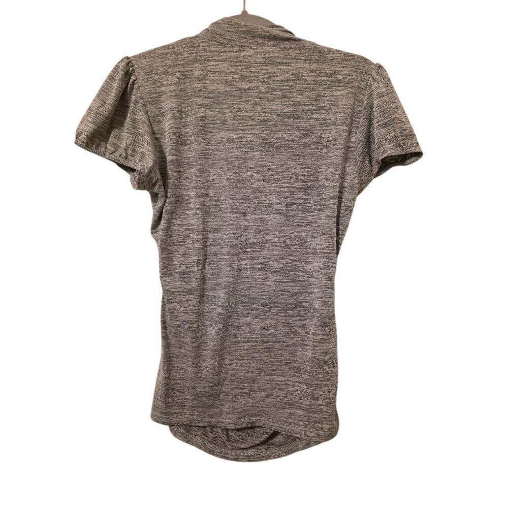 Candie’s Y2K Gray Tie Neck Ruched Top Women’s L Short Sleeve - Picture 2 of 6
